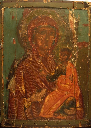 Торопецкая икона Божией Матери до реставрации. 4 декабря 2006 г., фото в Музее 4. Торопецкая икона Божией Матери до реставрации. 4 декабря 2006 г., фото в Музее